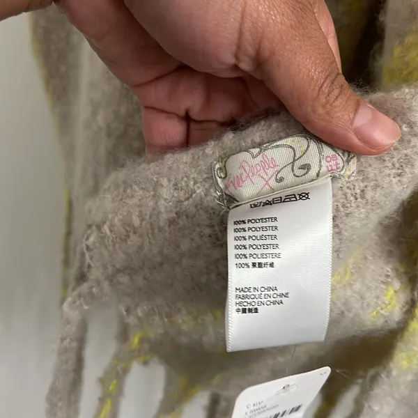Free People Prep Brushed Plaid Blanket Scarf One Size / Sand Combo - Image 5
