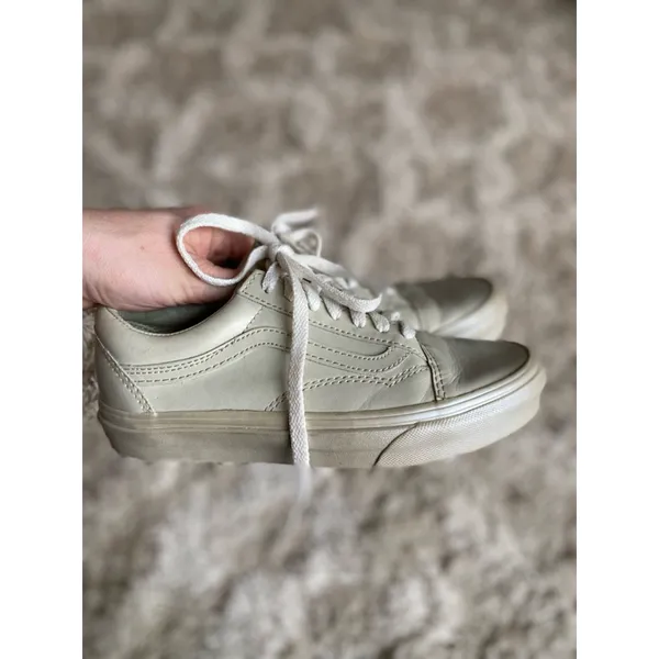 Vans Leather Low Top Sneakers Old Skool 90s Y2K Ivory VTG Skater Preppy Gen Z 6 - Image 3