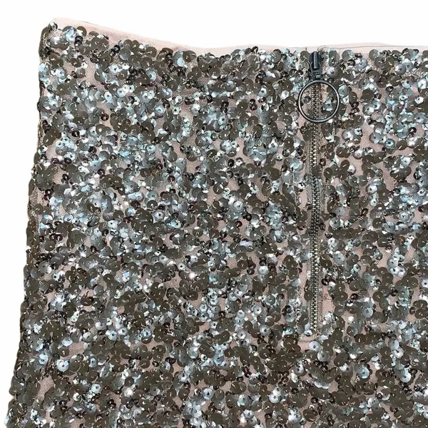 Free People Lined Gold Sequin Zip Up Mini Skirt - Image 7