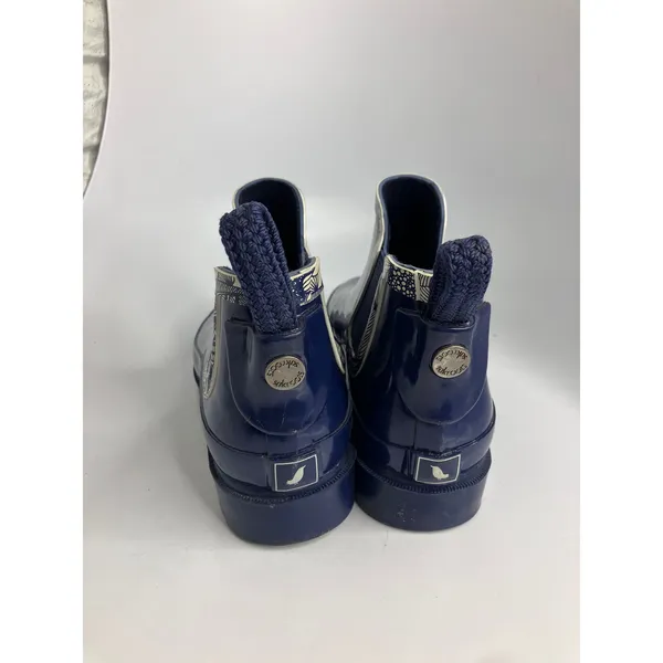 Sakroots Rain Boots Women 7 Navy Blue Excellent Rhythms Chelsea Ankle Rubber - Image 4