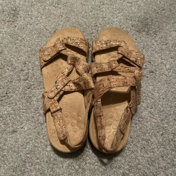 Vionic Paros Backstrap‎ Gold Cork Print Sandals size 9 - Image 2