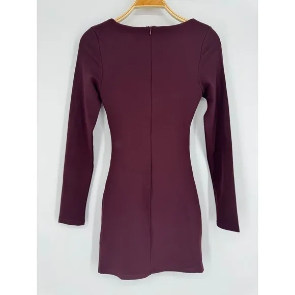 White Fox One‎ Desire Mini Dress Small Dark Burgundy Cutout Long Sleeve Beaded - Image 6