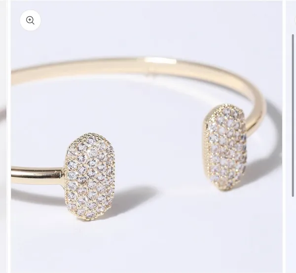 Gold Wire Pave Hexagon Bangle Bracelet - Image 3