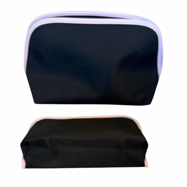 Lancome 2 Piece Makeup and Toiletry Zipper Travel Bags Case Pink Black New - Image 3