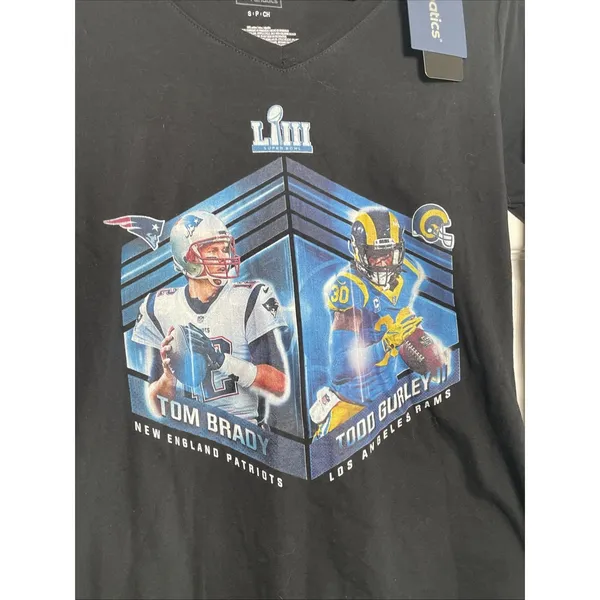Fanatics Super Bowl LIII Patriots Rams Womens Size S Black LS Graphic Tee Cotton - Image 2