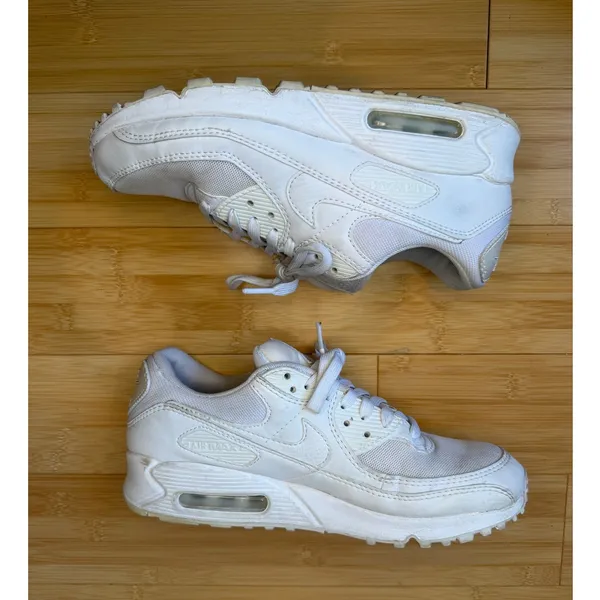 Nike Air Max 90 Sneakers Lace Up Triple White Performance Running Women's Size 9 - Image 3