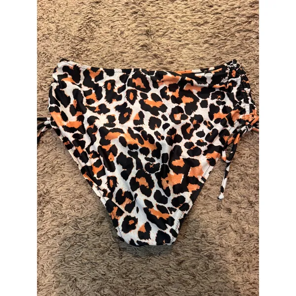 Womens‎ Leopard Print High Waist Bikini Bottoms Size Small Side Ruched Swim - Image 4
