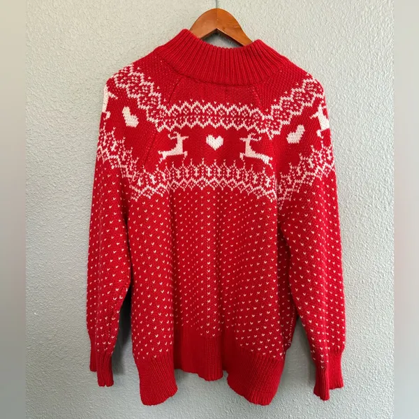 Aerie Christmas Fair Isle‎ Quarter Zip Chunky Knit Sweater - Image 5