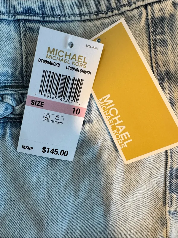 NWT Michael Kors Selma High Rise Crop Wide Leg Jeans Light Wash Size 10 - Image 8