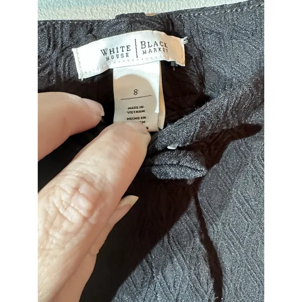 White House Black Market Size 8 Black‎ Textured Dress Pants - Image 4