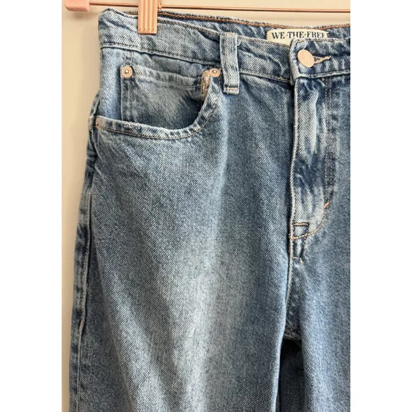 Free‎ People We The Free Tinsley Baggy High Rise Straight Leg Jeans Women's 24 - Image 9