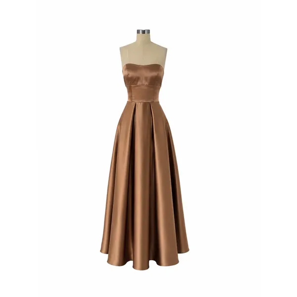 NWT Sherri Hill 52924 Mocha Satin Strapless Corset Prom Ball Gown Size 6 - Image 4