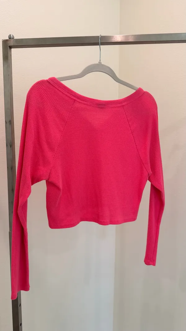 Wild Fable Pink Solid Knit V-Neck Long Sleeve Pullover Sweater Juniors S - Image 4