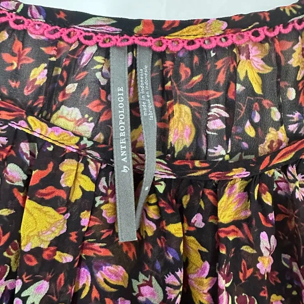 Anthropologie Womens Size-S Bohemian Floral Pauline Balloon Sleeve‎ Blouse - Image 4