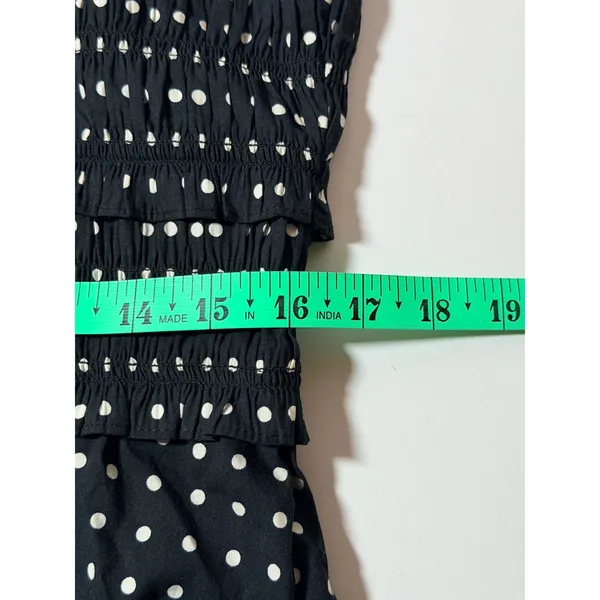 Madewell Dress Sz 10 Black White Polka Dot Smocked Ruffle Mini Sundress Retro - Image 10