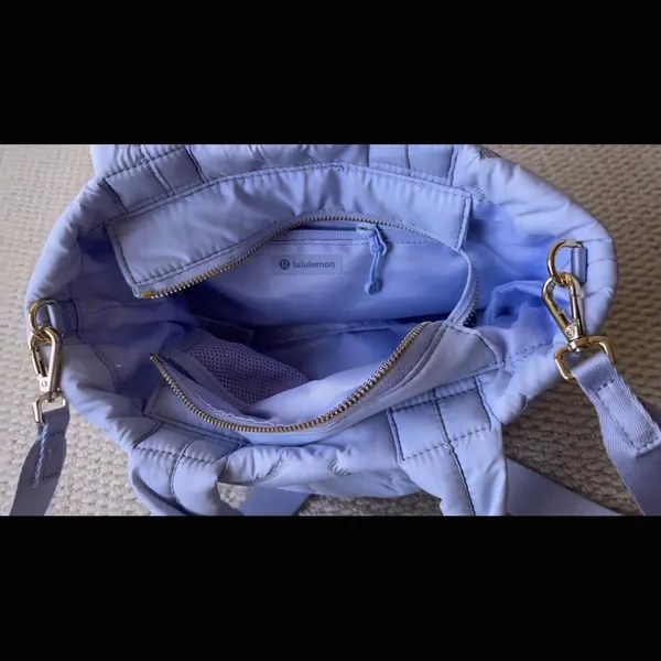 LuLulemon Quilty Pleasures Tote Bag Mini Light Blue Quilted Shoulder Bag - Image 10