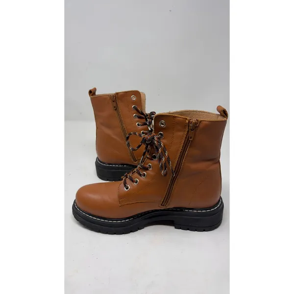 Anthropologie Maeve combat boots in honey brown leather sz 38 8 - Image 3