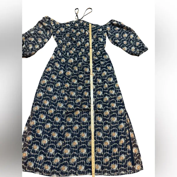 Club Monaco Tansa Dress in Deep Sapphire Blue Floral Metallic‎ Pattern Sz 2 - Image 9