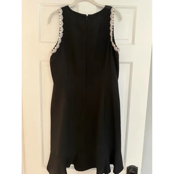 Nanette Lepore 12 Dress Sleeveless Lace Trim Cascading Front Ruffle Flared Hem - Image 10