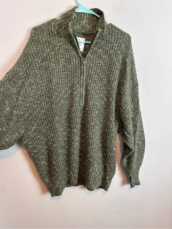 Offline by Aerie Chunky Knit 3/4 Zip Sweater Thumbhole Oversized Sweater Large - Image 3
