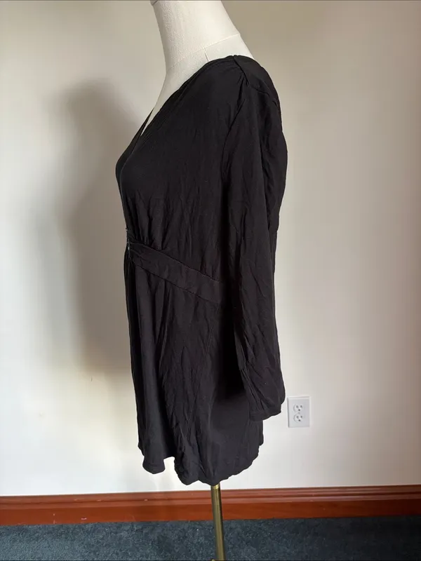 Motherhood Black V-Neck Embellished Empire Tunic - Image 2