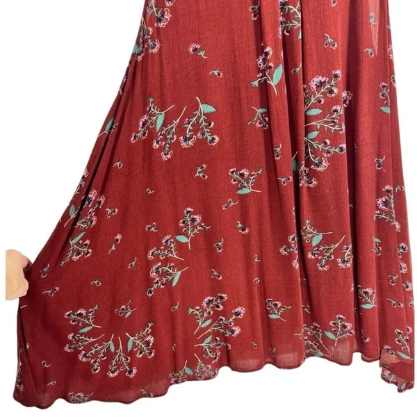 Free People Tree Swing Tunic Tank Mini Dress Crimson Floral Size XS Boho‎ - Image 12