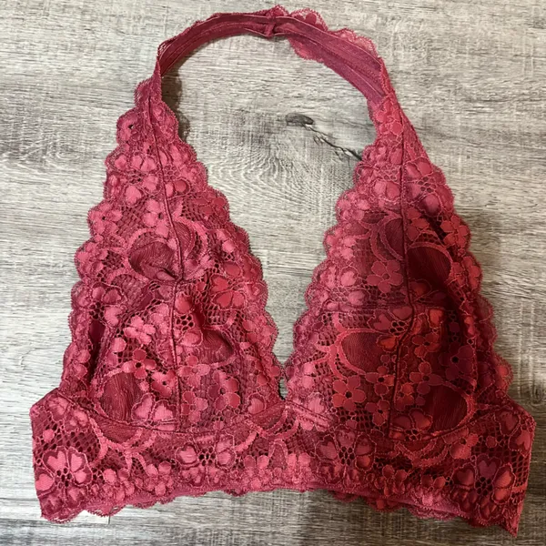 FREE PEOPLE Intimately Galloon Lace Halter Bra in Rose - Image 3