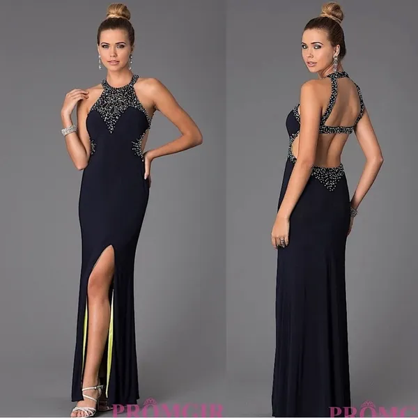 Betsey and Adam Navy Blue Yellow Beaded Maxi Dress Size 2 - Image 2