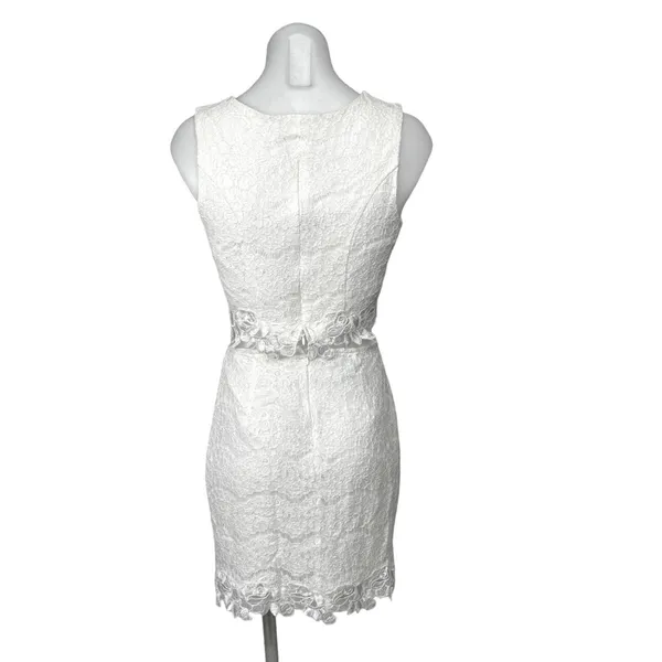 I.N. San Francisco White Lace Sleeveless Formal Crop Top Mini Skirt Set Size S - Image 3