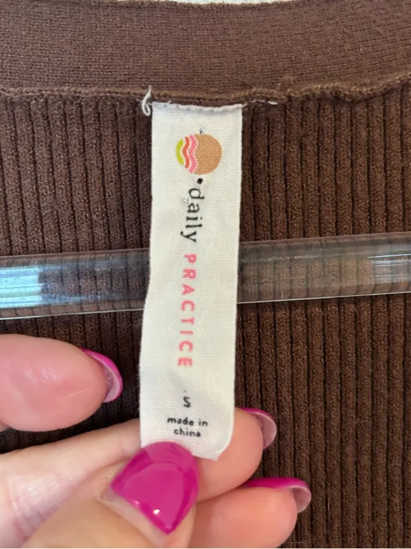 ANTHROPOLOGIE Daily Practice Slim V Neck Ribbed Dress in Brown (NO UNDER TOP) - Image 4