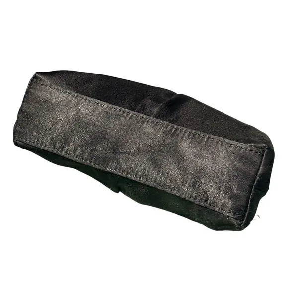 Nine West Black Satin Pleated Evening Clutch Rhinestone Kiss Lock Chain Strap - Image 2
