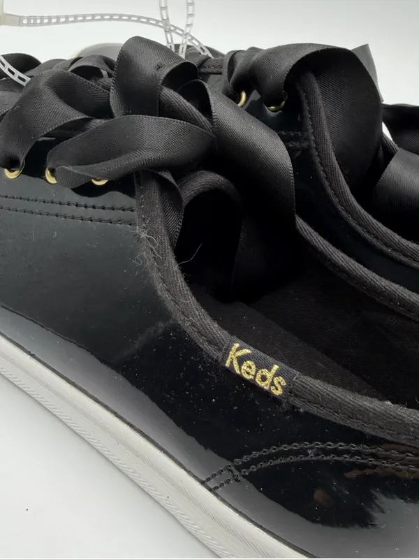 Keds Triple Kick Platform Sneakers Womens 7 Black Patent Ribbon Lace NWOB - Image 7