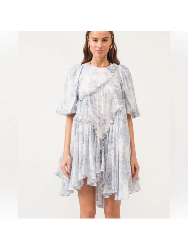 Sofia The Label Melody Asymmetrical Mini Dress Size Small Blue - Image 2