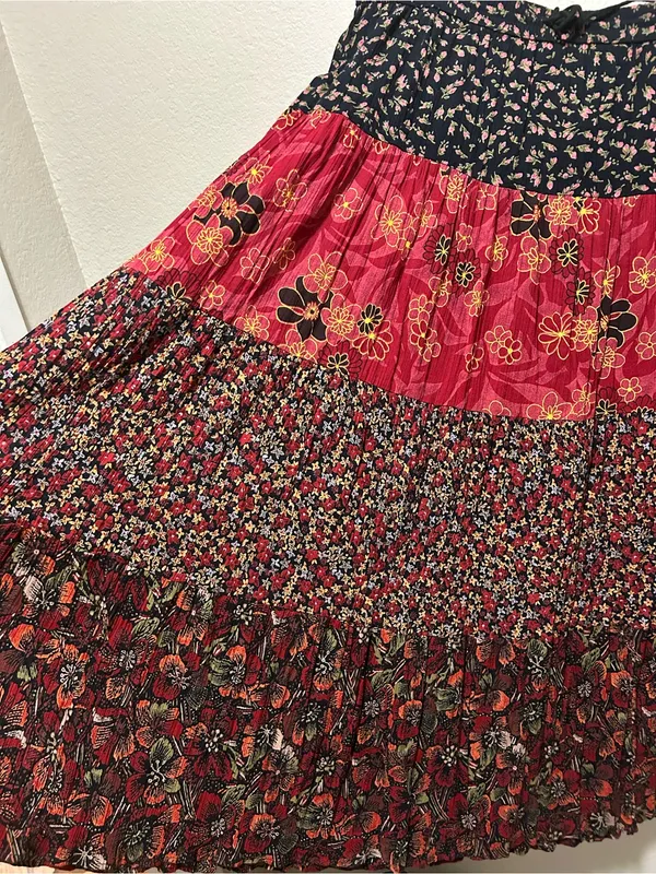 Vintage 90s Y2K Sag Harbor Patchwork Floral Maxi Skirt Boho Indie Large - Image 2