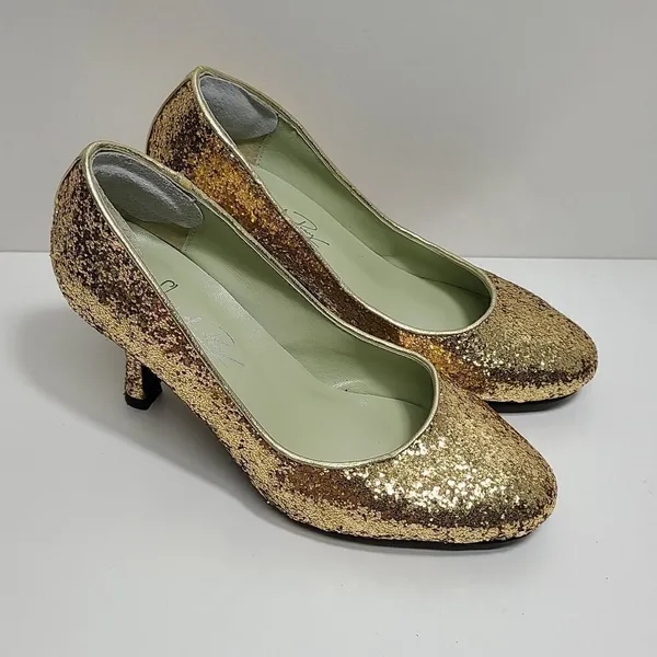 Shoes of Prey Bridal Gold‎ Glitter Pumps Size 35 - Image 2
