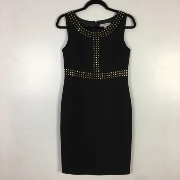 KASPER Sleeveless Gold Studded Sheath‎ Dress - Image 4