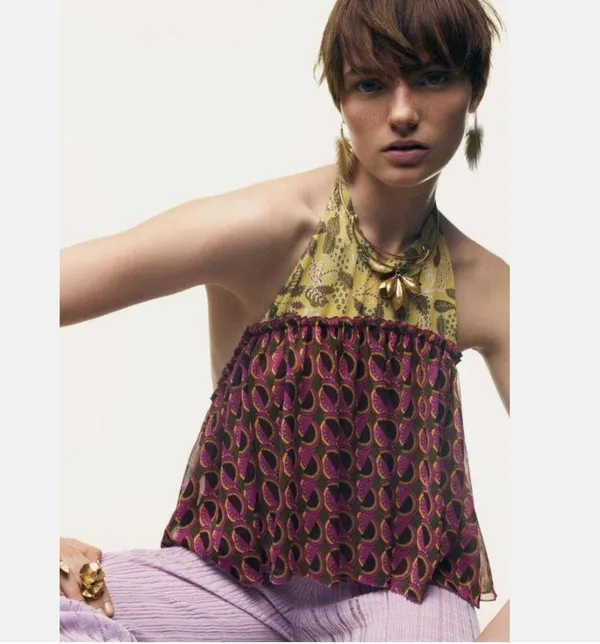 NWT ZARA Skater Halter Neck Top Open Back XS - Image 5