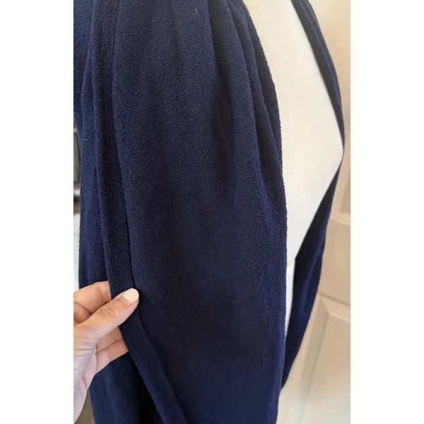 Lilly Pulitzer Cardigan Sz Small Navy Blue Shawl Collar Long Open‎ Front Casual - Image 7