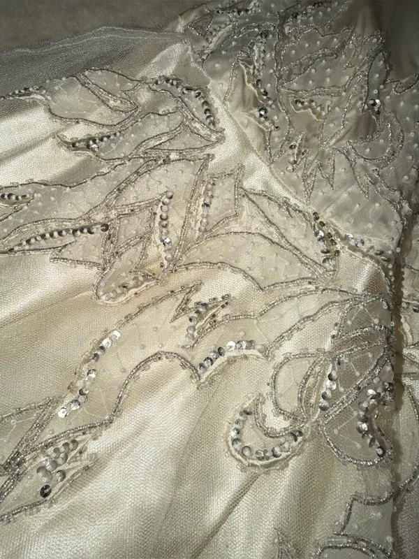 VTG Sue Wong Nocturne Silk Beaded Mermaid Wedding Dress Ivory Gown Sequin formal - Image 8