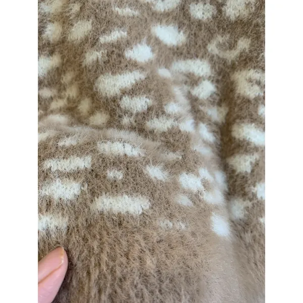 Abercrombie & Fitch Soft Collection Sweater Furry Eyelash Leopard Print Scoop XS - Image 9