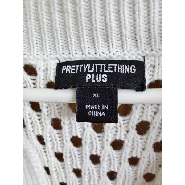 PrettyLittleThing White Open Knit Polo Dress size XL - Image 8