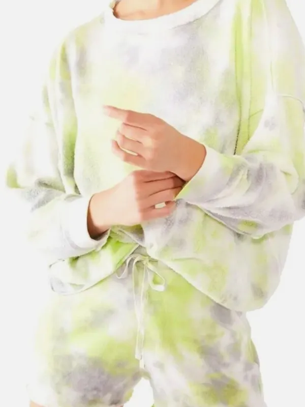 Free People Kelly Washed Citron Green Tie Dye Pullover - Image 2