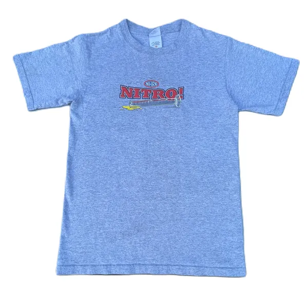 Vintage 90s NHRA Nothing Like The Smell Of Nitro Grey Graphic T-shirt - Image 2
