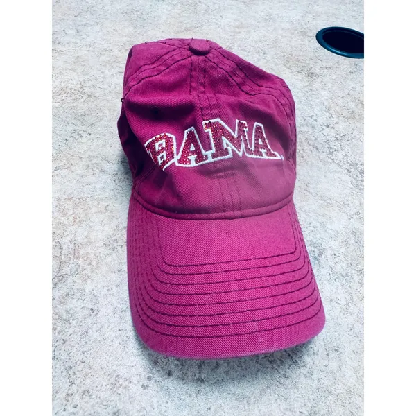 The Game Alabama Crimson Tide BAMA Rhinestone Baseball Cap Red Washed Dad Hat - Image 6