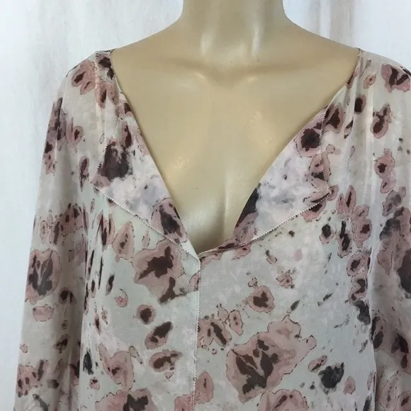 Rachel Roy Woman's Gray Floral Silk Print Swim Cover Up Blouse Top NEW L - Image 10