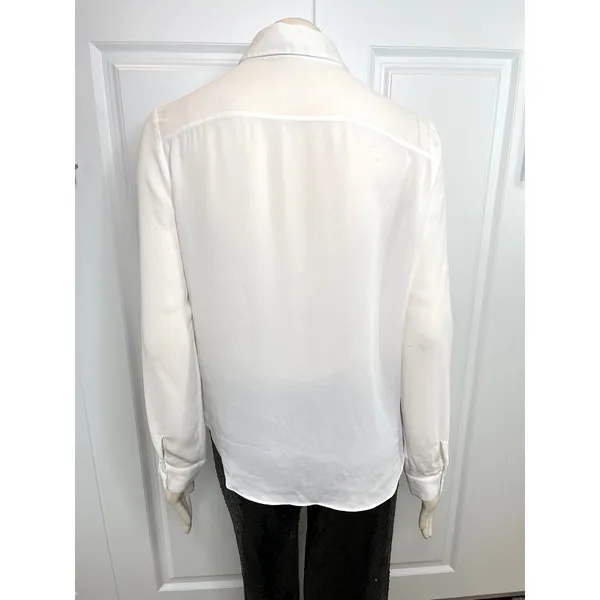 White Jewel Collar Long Sleeve Button Down Blouse - Image 3