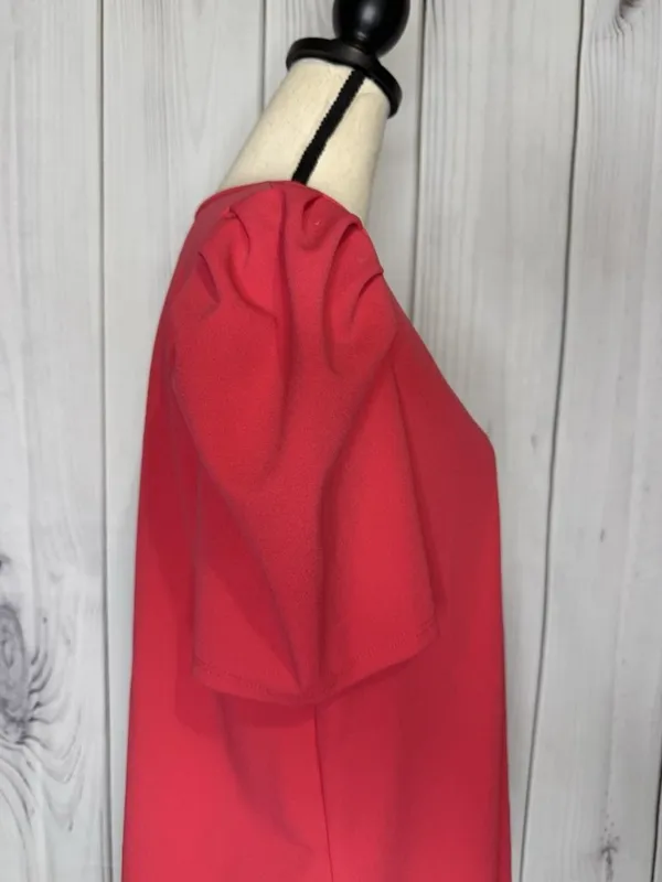 Jodifl Womens Sz Large Coral V-Neck Puff Sleeve Blouse Top - Image 6