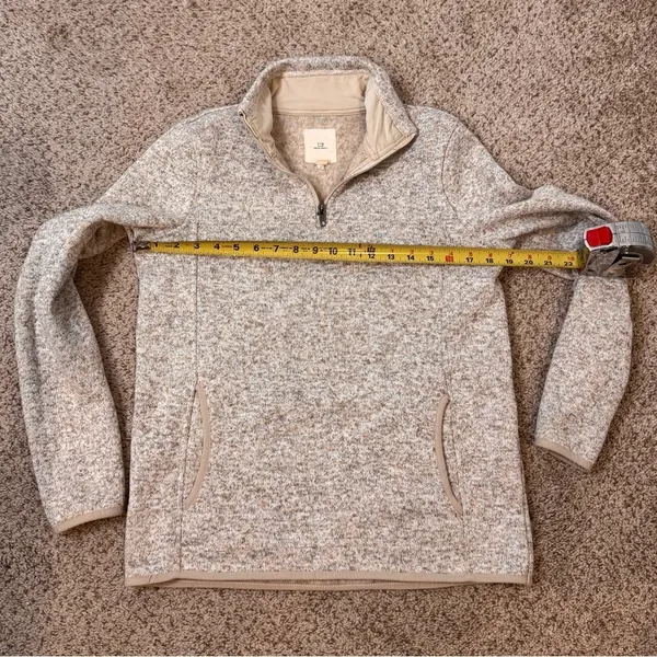 Thread & Supply Fleece Quarter Zip Pullover S Beige Neutral Cozy Chic Capsule - Image 9