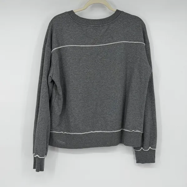 Evereve Womens Gray Raw Edge Exposed Seam Pocket Sweatshirt Size Large L‎ - Image 2