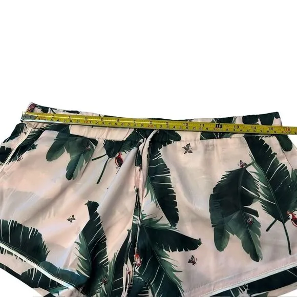 Revolve Plush Women’s Size‎ S Pink Jungle Print Satin Pajama Set Tropical Shorts - Image 5